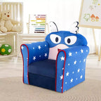 Divano per bambini Costway Poltrona imbottita per bambini Struttura in legno Divano per bambini blu navy