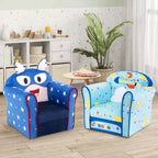 Divano per bambini Costway Poltrona imbottita per bambini Struttura in legno Divano per bambini blu navy