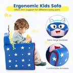 Divano per bambini Costway Poltrona imbottita per bambini Struttura in legno Divano per bambini blu navy