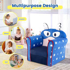 Divano per bambini Costway Poltrona imbottita per bambini Struttura in legno Divano per bambini blu navy