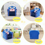 Divano per bambini Costway Poltrona imbottita per bambini Struttura in legno Divano per bambini blu navy