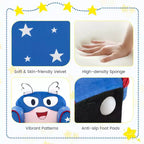 Divano per bambini Costway Poltrona imbottita per bambini Struttura in legno Divano per bambini blu navy