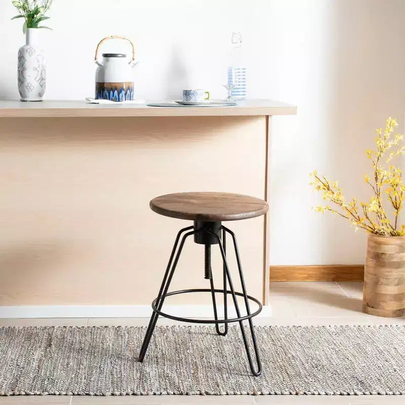 Sgabello da bancone Kai girevole regolabile - BST3700 - Miele Naturale/Nero - Safavieh
