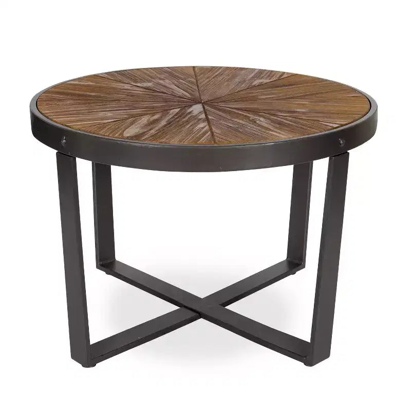 Tavolino rotondo in metallo Kate and Laurel Gerhardt, 24x24x15,5, marrone rustico e nero