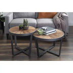 Tavolino rotondo in metallo Kate and Laurel Gerhardt, 24x24x15,5, marrone rustico e nero
