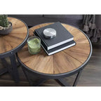 Tavolino rotondo in metallo Kate and Laurel Gerhardt, 24x24x15,5, marrone rustico e nero