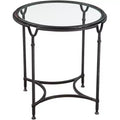 Uttermost Modern Steel Round Accent Side End Table 24 1/2 Wide Aged Black Clear Glass Tabletop for Living Room Bedroom Entryway