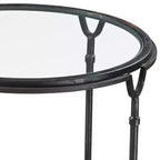 Tavolino d'appoggio rotondo moderno Uttermost in acciaio 24 1/2 largo nero invecchiato con piano in vetro trasparente per soggiorno camera da letto ingresso