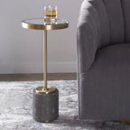 Tavolino d'appoggio rotondo Uttermost Modern Glam in ottone spazzolato, piano a specchio dorato da 30 cm, per soggiorno, camera da letto, comodino, ingresso