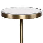 Tavolino d'appoggio rotondo Uttermost Modern Glam in ottone spazzolato, piano a specchio dorato da 30 cm, per soggiorno, camera da letto, comodino, ingresso