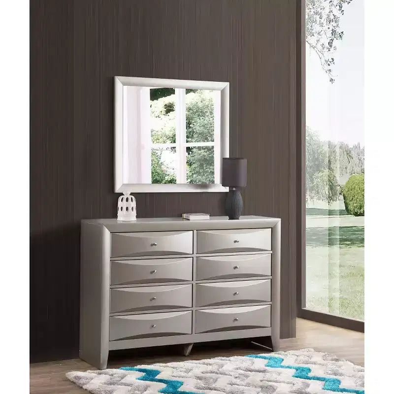 Passion Furniture Marilla Specchio da Comò Moderno Rettangolare con Cornice 35 x 39 pollici