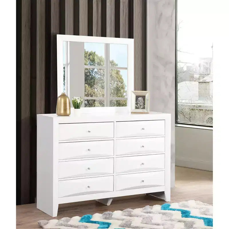 Passion Furniture Marilla Specchio da Comò Moderno Rettangolare con Cornice 35 x 39 pollici