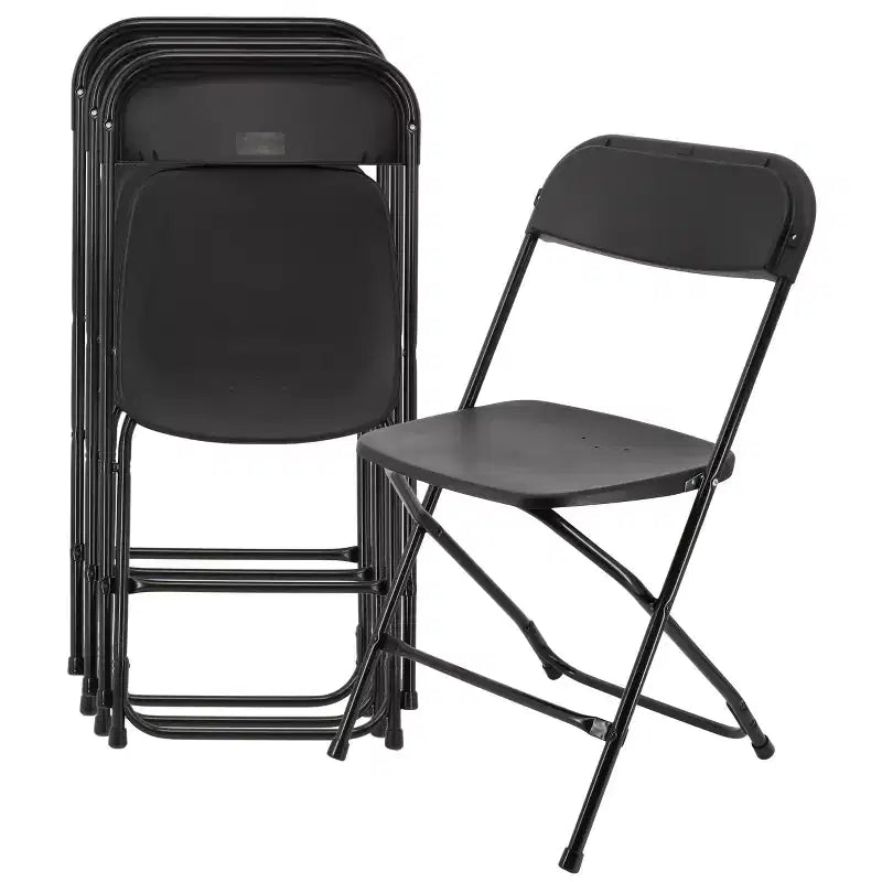 Elama 4 Piece Plastic Folding Chair in White