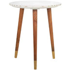 Tavolino Valerie con ripiano in marmo - ACC7202 - Bianco/Ottone - Safavieh