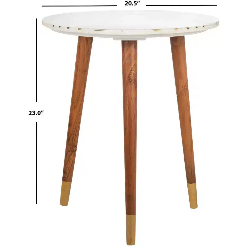 Tavolino Valerie con ripiano in marmo - ACC7202 - Bianco/Ottone - Safavieh