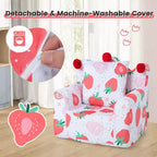 Divano per bambini Costway, poltrona imbottita in schiuma, divanetto dinosauro per bambini con rivestimento e cuscino