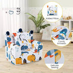 Divano per bambini Costway, poltrona imbottita in schiuma, divanetto dinosauro per bambini con rivestimento e cuscino
