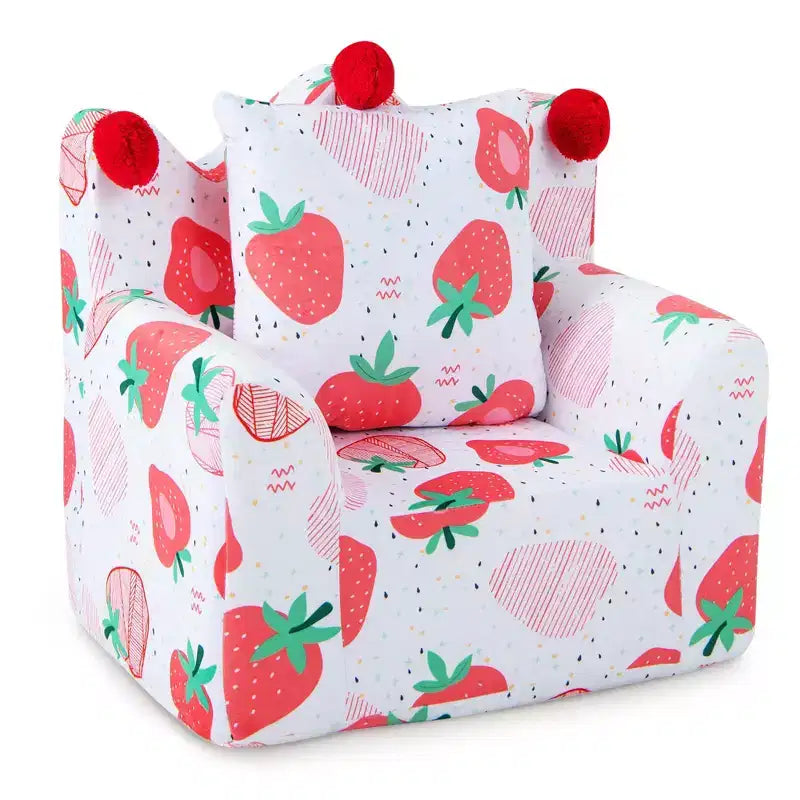 Divano per bambini Costway, poltrona imbottita in schiuma, divanetto dinosauro per bambini con rivestimento e cuscino