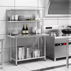 Tavolo in acciaio inossidabile Costway con ripiani, tavolo da lavoro 122 x 61 cm con ripiano 122 x 30 cm
