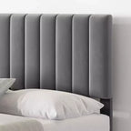 Whizmax Base Letto Moderna Imbottita in Velluto, Altezza 28 cm con Testiera, Nessuna Rete a Molle Necessaria, Grigio