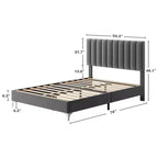 Whizmax Base Letto Moderna Imbottita in Velluto, Altezza 28 cm con Testiera, Nessuna Rete a Molle Necessaria, Grigio