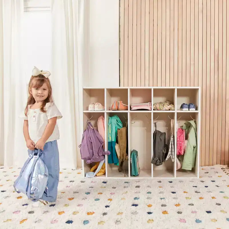 ECR4Kids Appendiabiti per Asilo Nido Streamline a 5 Scomparti con Vano Contenitore, Mobili per Bambini