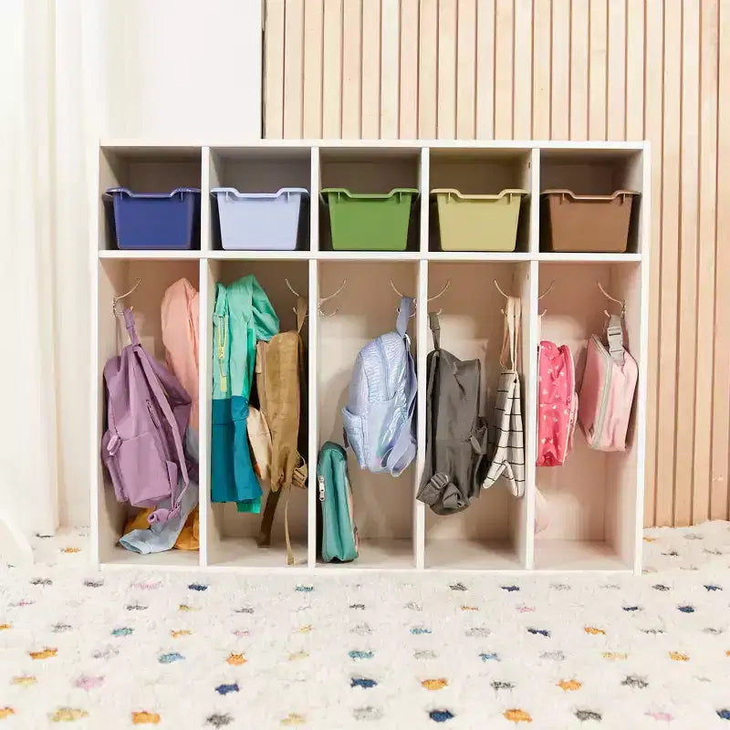 ECR4Kids Appendiabiti per Asilo Nido Streamline a 5 Scomparti con Vano Contenitore, Mobili per Bambini