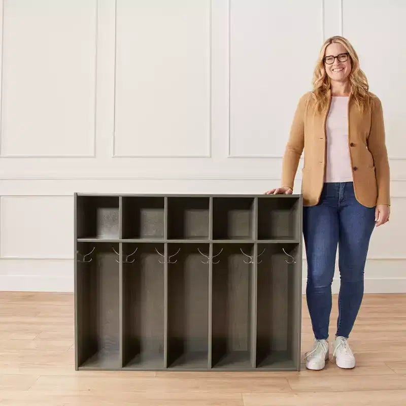 ECR4Kids Appendiabiti per Asilo Nido Streamline a 5 Scomparti con Vano Contenitore, Mobili per Bambini