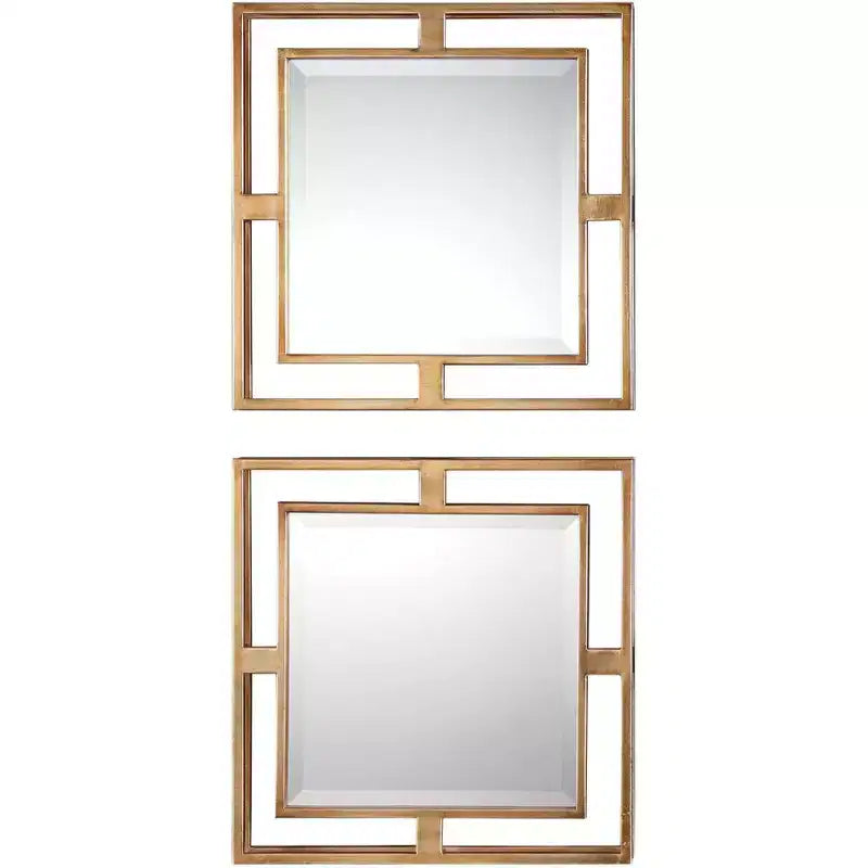 Uttermost Allick Antiqued Gold Leaf 18 Square Wall Mirror Set of 2