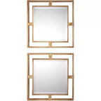 Uttermost Allick Antiqued Gold Leaf 18 Square Wall Mirror Set of 2