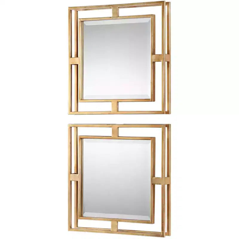 Uttermost Allick Set di 2 Specchi da Parete Quadrati 18 pollici in Foglia Oro Anticato