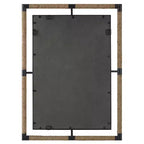 Specchio da parete decorativo rettangolare Uttermost per lavabo, moderno, smussato, color ruggine, nero, con corda naturale, cornice in ferro battuto, larghezza 28, per bagno