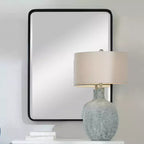 Specchio da Parete Rettangolare Decorativo Uttermost per Vanità, Moderno Smussato con Cornice in Ferro Nero Satinato, 30 Pollici di Larghezza, per Bagno, Camera da Letto, Soggiorno