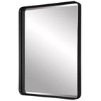 Specchio da Parete Rettangolare Decorativo Uttermost per Vanità, Moderno Smussato con Cornice in Ferro Nero Satinato, 30 Pollici di Larghezza, per Bagno, Camera da Letto, Soggiorno