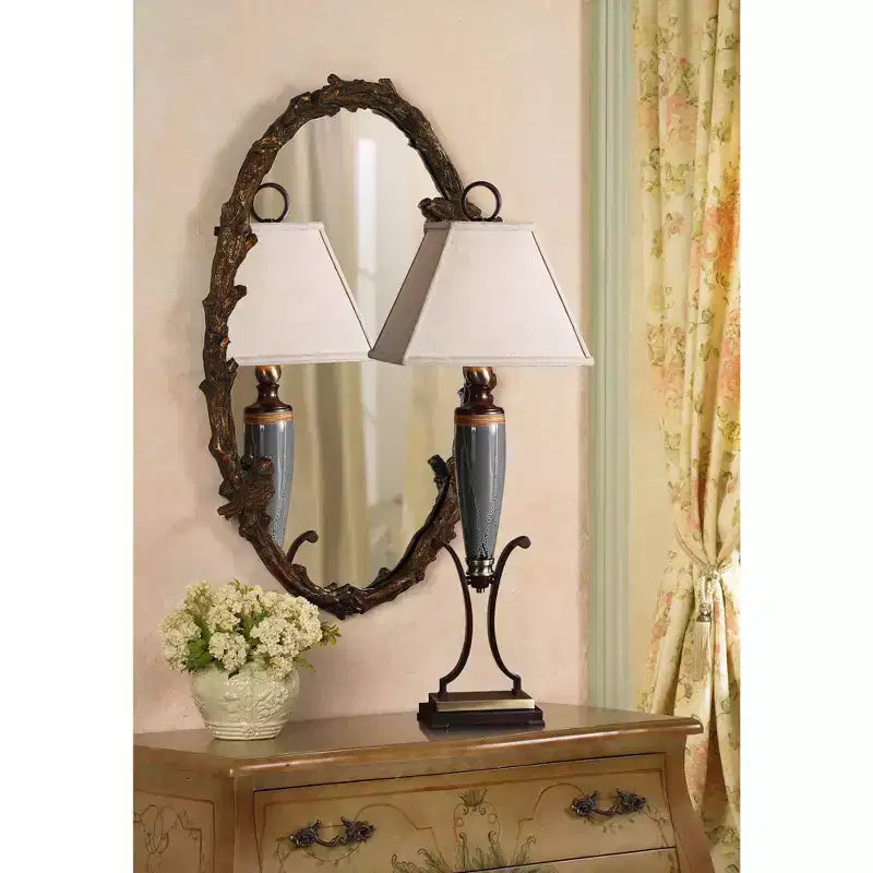 Specchio da parete ovale Uttermost, stile rustico, cornice in metallo dorato antico e grigio, larghezza 23 pollici, per bagno, camera da letto, soggiorno, casa