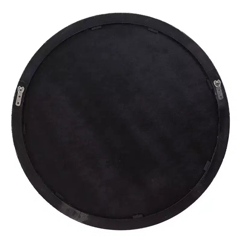 Specchio da parete Uttermost rotondo da bagno o camera da letto, rustico, smussato, con cornice in legno finitura foglia oro anticato, 76 cm di larghezza