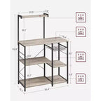 VASAGLE Scaffale da Forno, Carrello da Cucina per Microonde, Scaffale per Utensili da Cucina con Cestello a Rete, 6 Ganci e Ripiani per Spezie, Pentole e Padelle