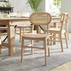 Flash Furniture Jacob Set di 2 sedie commerciali da pranzo e per eventi in canna di rattan con struttura e seduta in legno massello