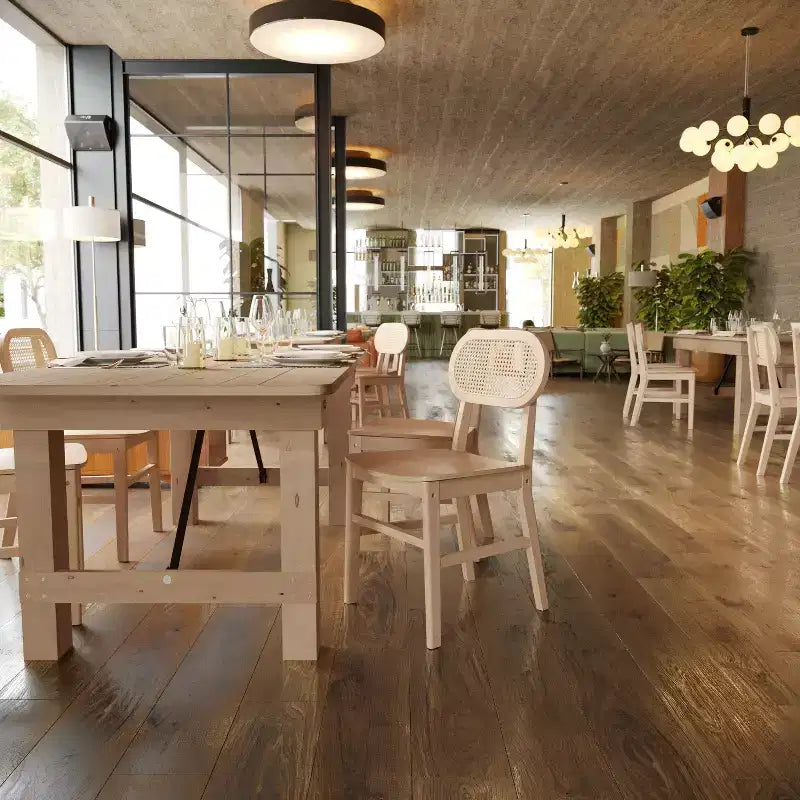 Flash Furniture Jacob Set di 2 sedie commerciali da pranzo e per eventi in canna di rattan con struttura e seduta in legno massello