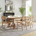Flash Furniture Jacob Set di 2 sedie commerciali da pranzo e per eventi in canna di rattan con struttura e seduta in legno massello