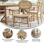Flash Furniture Jacob Set di 2 sedie commerciali da pranzo e per eventi in canna di rattan con struttura e seduta in legno massello