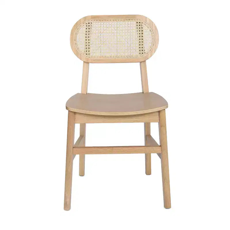 Flash Furniture Jacob Set di 2 sedie commerciali da pranzo e per eventi in canna di rattan con struttura e seduta in legno massello