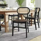 Flash Furniture Jacob Set di 2 sedie commerciali da pranzo e per eventi in canna di rattan con struttura e seduta in legno massello