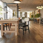 Flash Furniture Jacob Set di 2 sedie commerciali da pranzo e per eventi in canna di rattan con struttura e seduta in legno massello