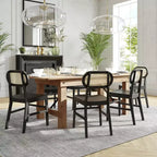 Flash Furniture Jacob Set di 2 sedie commerciali da pranzo e per eventi in canna di rattan con struttura e seduta in legno massello