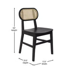 Flash Furniture Jacob Set di 2 sedie commerciali da pranzo e per eventi in canna di rattan con struttura e seduta in legno massello