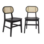 Flash Furniture Jacob Set of 2 Commercial Cane Rattan Dining and Event Chairs with Solid Wood Frame and Seat