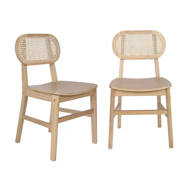 Flash Furniture Jacob Set di 2 sedie commerciali da pranzo e per eventi in canna di rattan con struttura e seduta in legno massello
