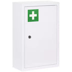 kleankin Armadietto dei Medicinali 30 x 45 cm con Chiusura a Chiave, Ripiani Interni e Montaggio a Parete, Mobiletto Farmaci di Pronto Soccorso, Bianco
