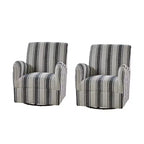 Set of 2 Livia Transitional 360-Degree Swivel Armchair With Jacobean Strip Pattern | HULALA HOME
